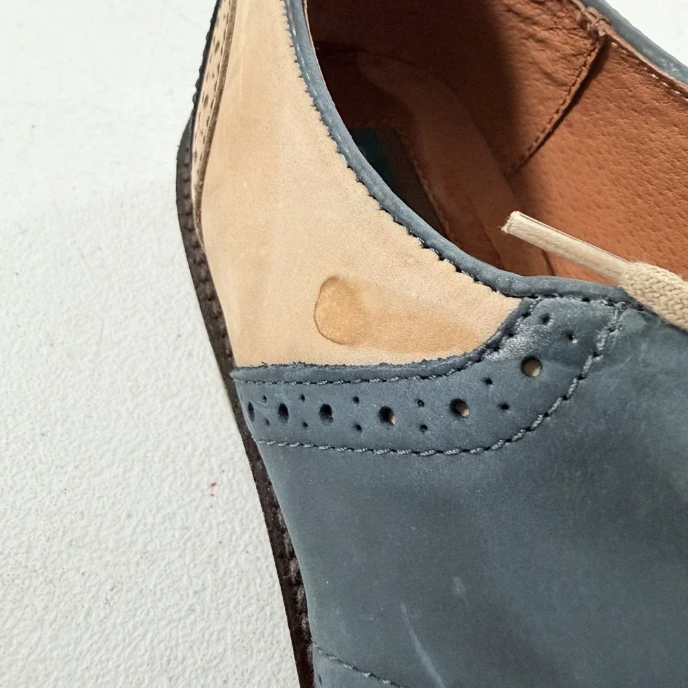 GH Bass Mens Saddle Oxford Suede Bone Multi Montgomery Blue Size 8 M W/‎ Box